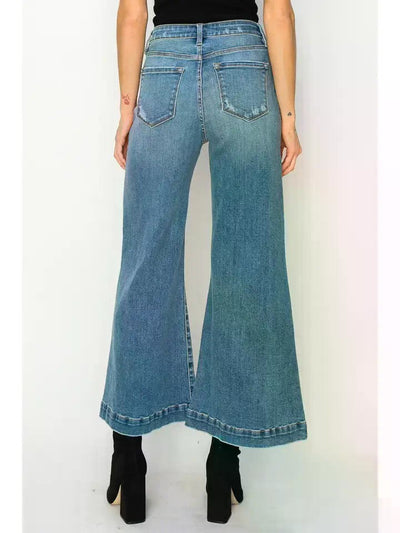Jeans palazzo cortos de tiro alto Noa