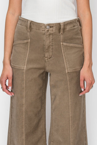 Pantalones Palazzo Cortos Slim de Tiro Alto para Mujer