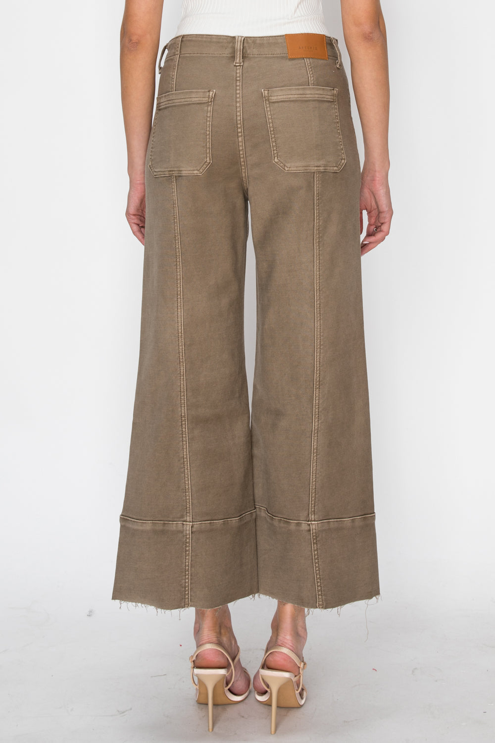 Pantalones Palazzo Cortos Slim de Tiro Alto para Mujer
