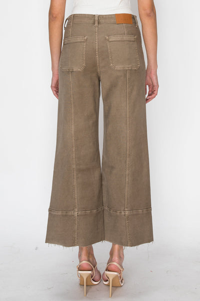 Pantalones Palazzo Cortos Slim de Tiro Alto para Mujer