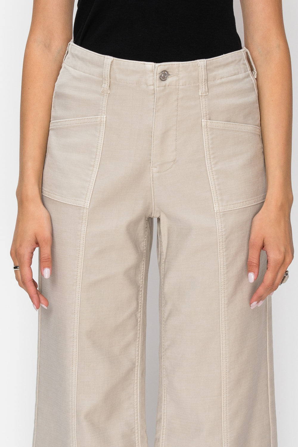 High Rise Slim Crop Palazzo Jeans
