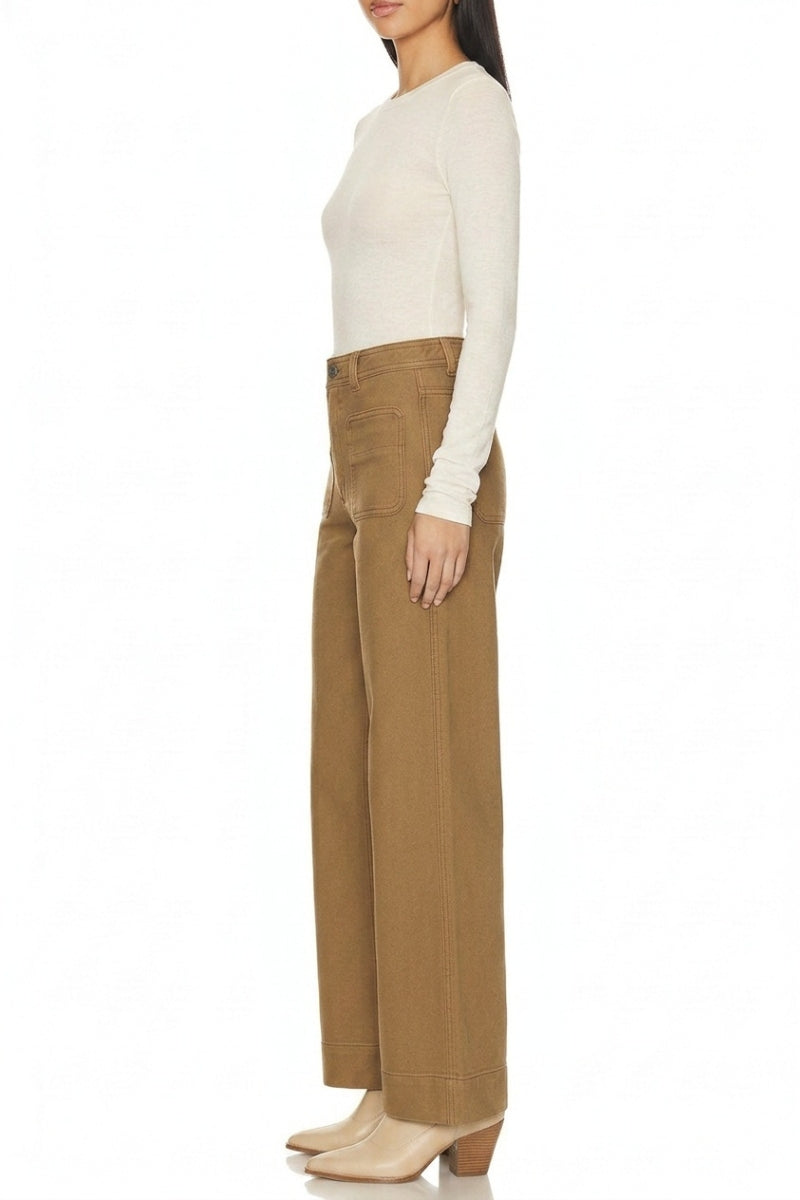 Artemis Vintage bistre high-rise crop palazzo jeans with patch pockets and a wide-leg silhouette.