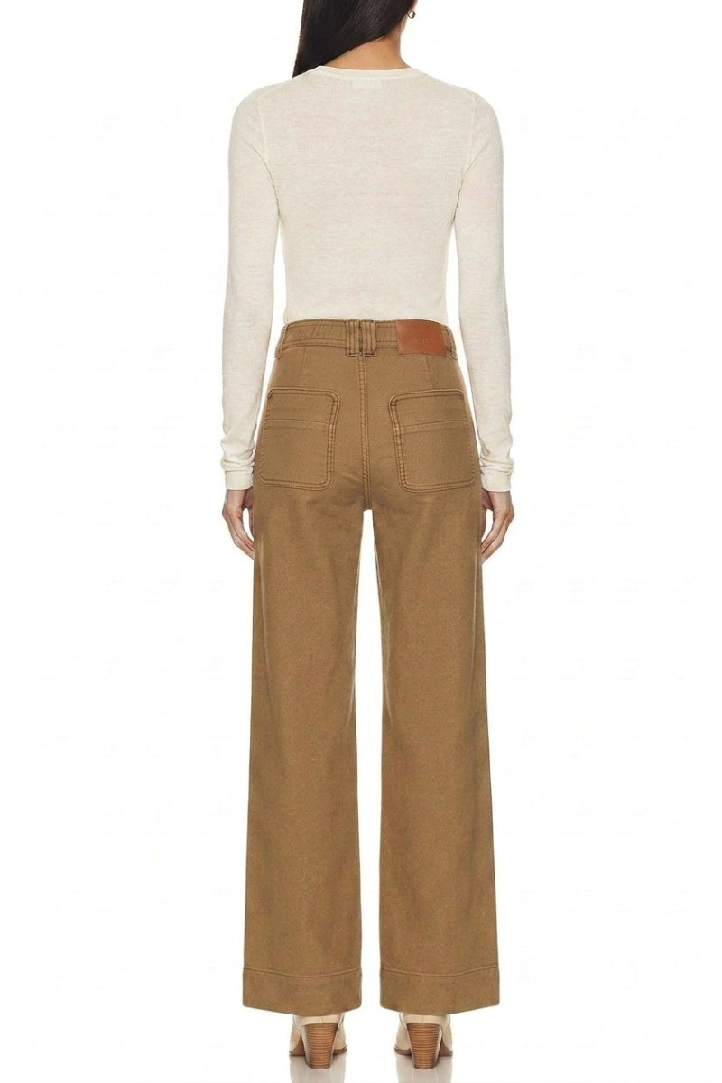 Artemis Vintage bistre high-rise crop palazzo jeans with patch pockets and a wide-leg silhouette.