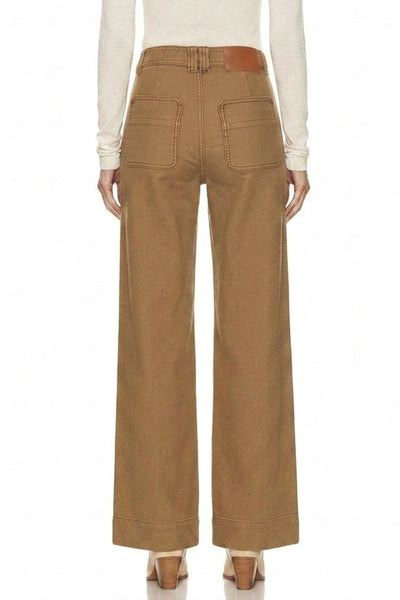 Artemis Vintage bistre high-rise crop palazzo jeans with patch pockets and a wide-leg silhouette.