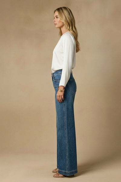 Relaxed High Rise Palazzo Jeans