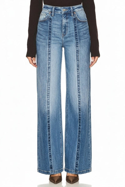 Claudia high-rise tummy-control vintage wide-leg jeans with front seam detailing by Artemis Vintage; product view 14.