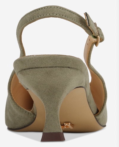 Tacón de gatito Cecilia Slingback - Ante verde esmeralda