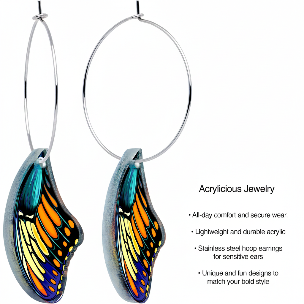Butterfly Wing Hoop Earrings – Onyx O