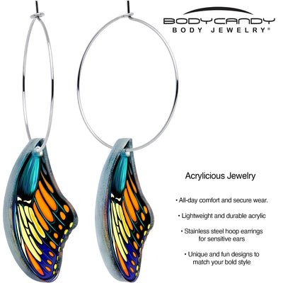 Boucles d'oreilles créoles Ailes de papillon par Onyx O