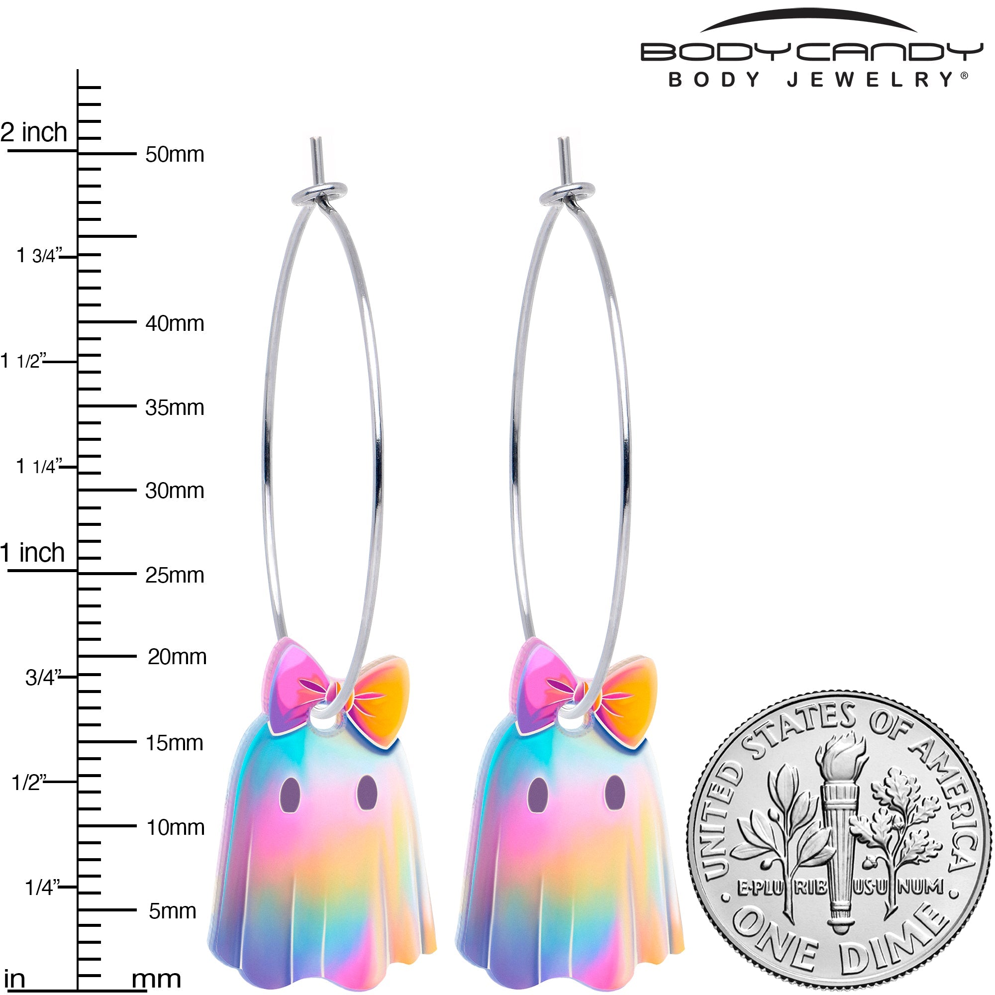 Boucles d'oreilles créoles fille fantôme iridescent par Onyx O