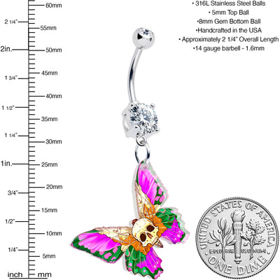 Butterfly Skull Dangle Belly Ring – Onyx O