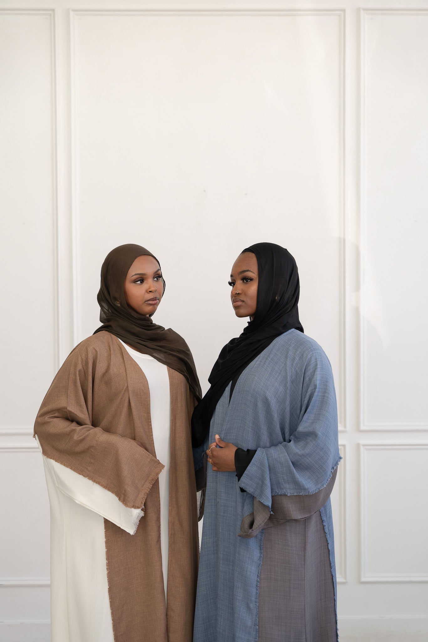 Abaya bicolore Adelaide - Bleu jean