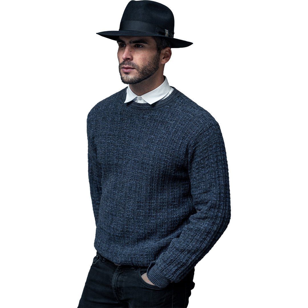 Bellissimo Tuscana V Black Fur-Felt Fedora — 3-Inch Brim; product view 2.