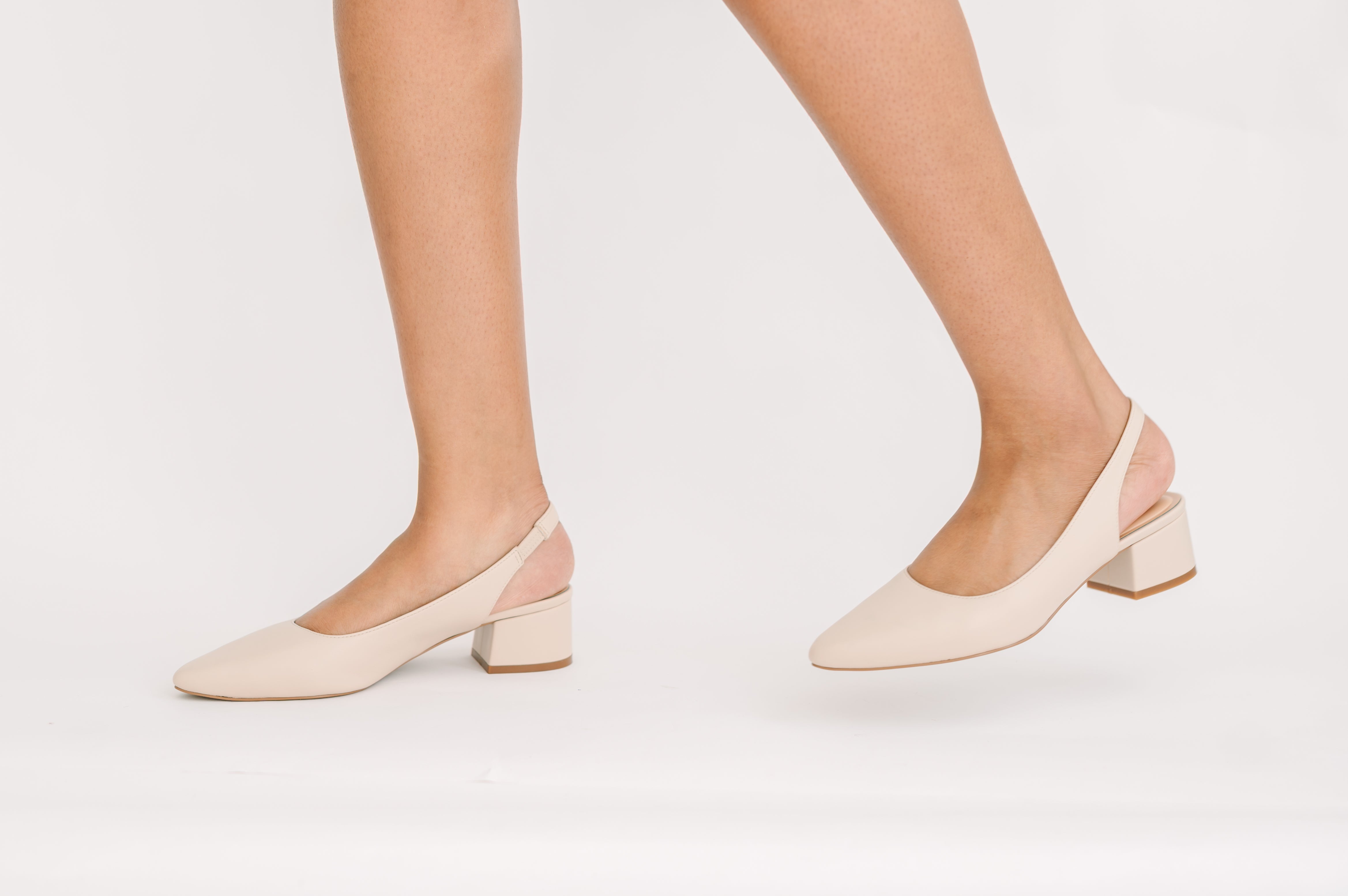 EVIE Cream Almond-Toe Slingback Pumps