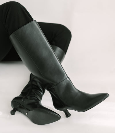 ALICE Black Wide-Calf Riding Boots