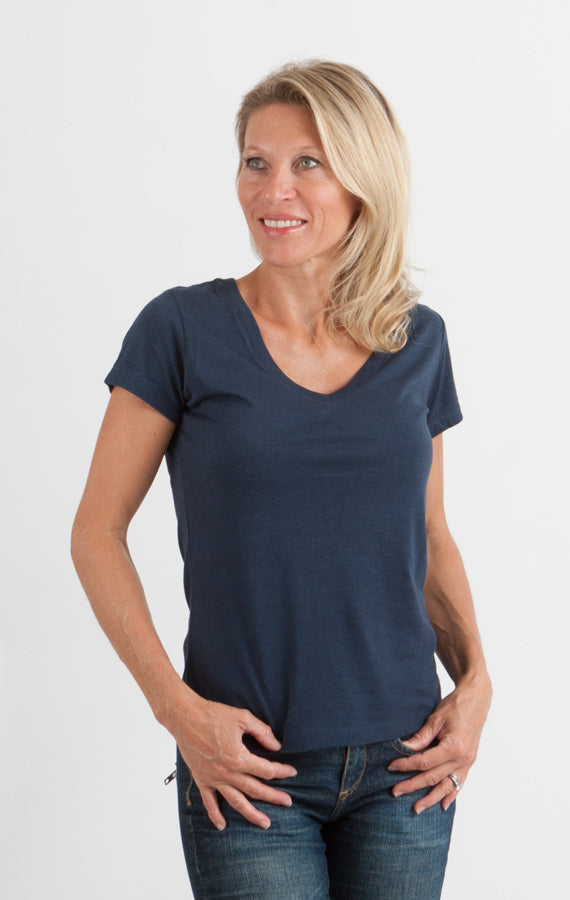 Clearance Women’s Bamboo V-Neck Cap Sleeve Tee