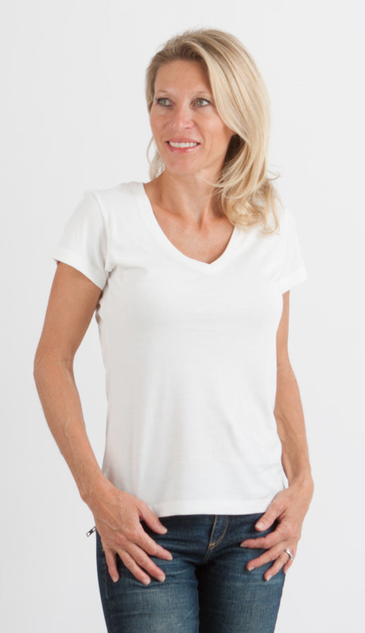 Clearance Women’s Bamboo V-Neck Cap Sleeve Tee
