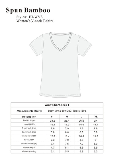 Liquidation - T-shirt en bambou à col en V et manches courtes pour femme