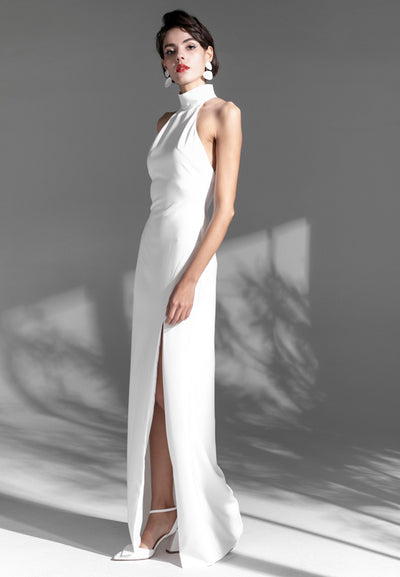 SelenaHuanStudio Halter Satin Mini Wedding Dress, product view 5.