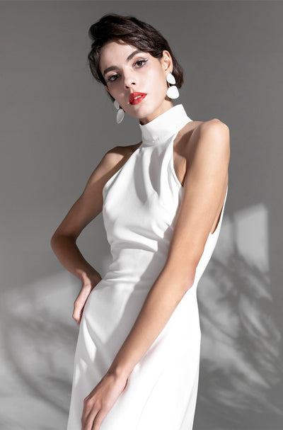 SelenaHuanStudio Halter Satin Mini Wedding Dress, product view 6.