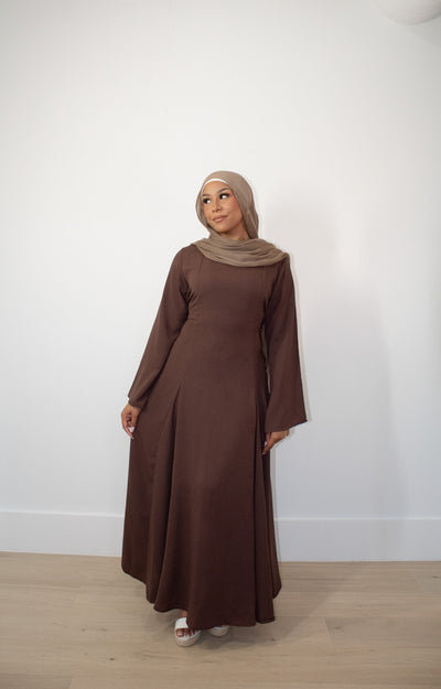 Robe Aidah à nouer au dos - Marron
