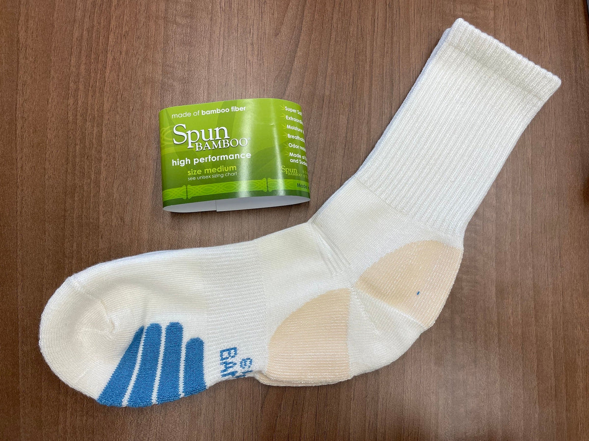 High Performance Crew Bamboo Viscose Socks – Natural with Blue Padding, 5-Pack by Spun Bamboo – product view 2