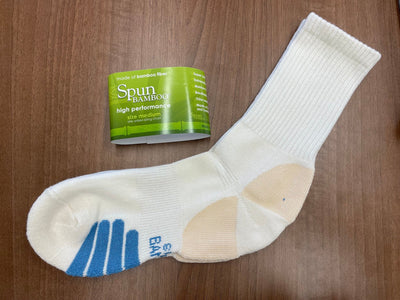 High Performance Crew Bamboo Viscose Socks – Natural with Blue Padding, 5-Pack by Spun Bamboo – product view 2