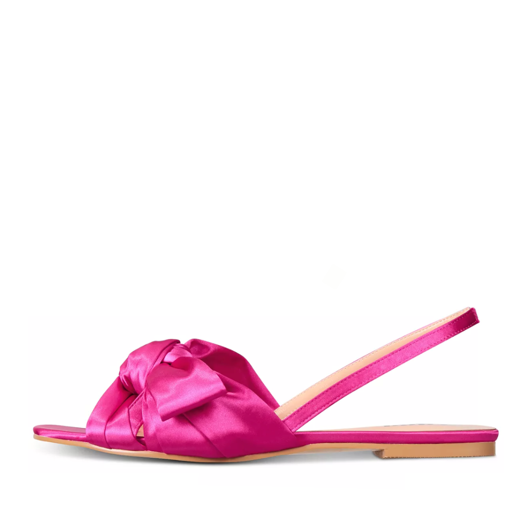 Sandalias LILA fucsia de satén con detalle de lazo