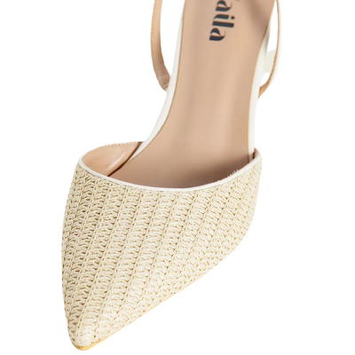 Vaila Lynn Beige Raffia Slingback Pumps, product view 4.