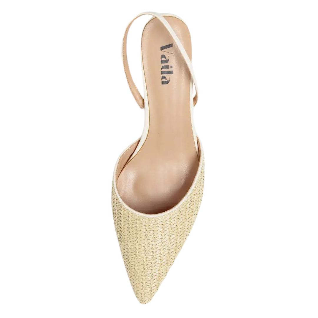 Vaila Lynn Beige Raffia Slingback Pumps, product view 3.