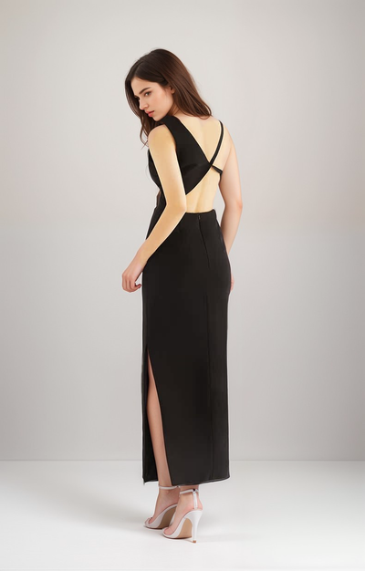 SelenaHuanStudio Asymmetrical Satin Cutout Prom Dress, product view 1.