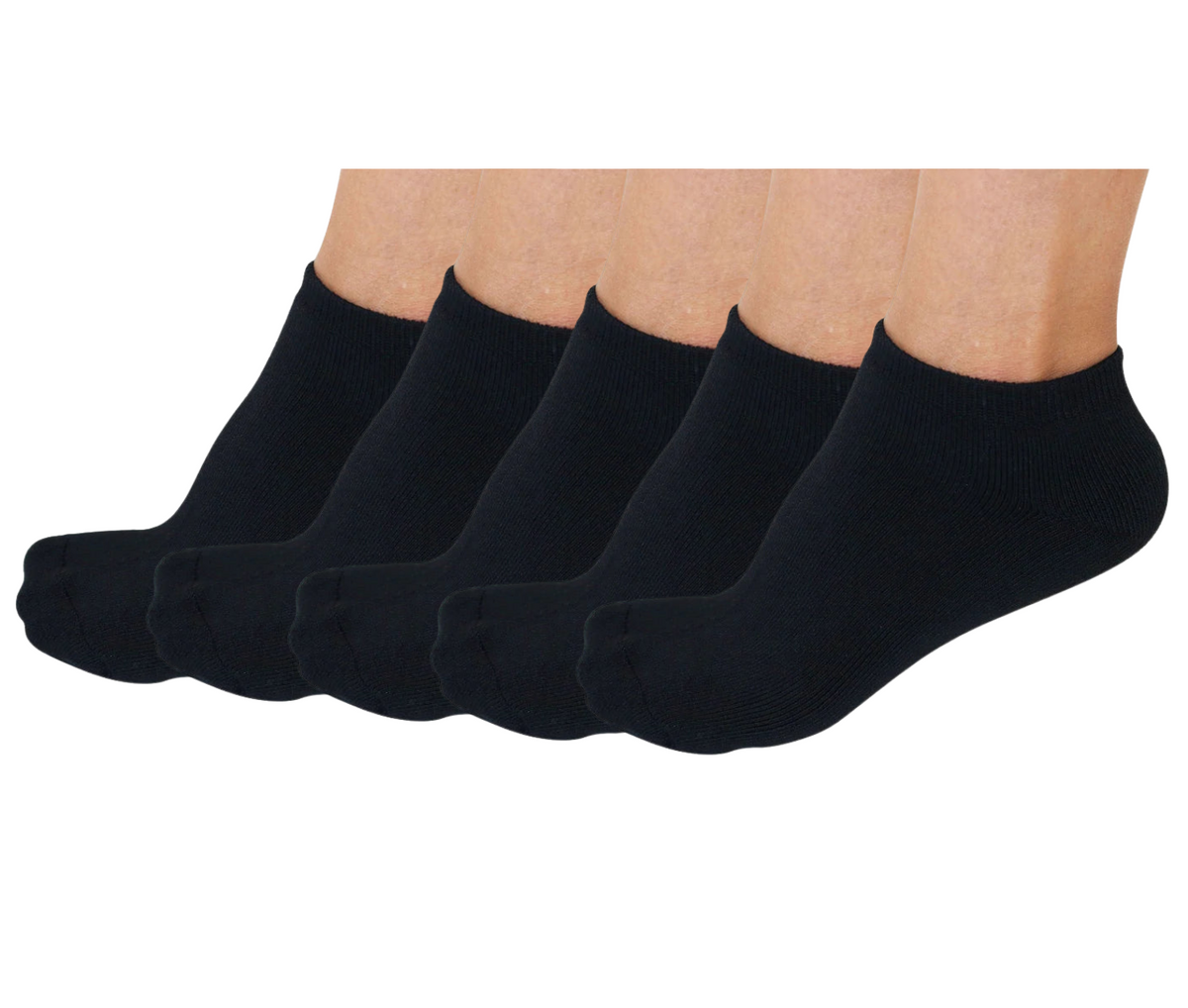 No Look Anklet Bamboo Viscose Socks Unisex Black Color - 5-pack by Spun Bamboo – primary product view