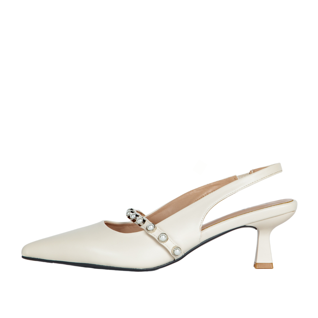 SOPHIA Zapatos de salón destalonados con perlas de color marfil