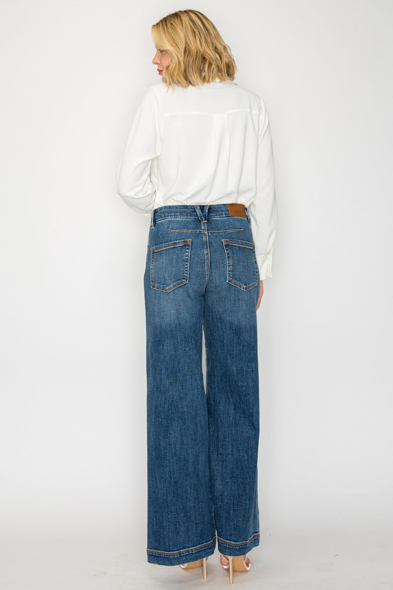 Jeans palazzo de tiro alto Genevieve Relaxed