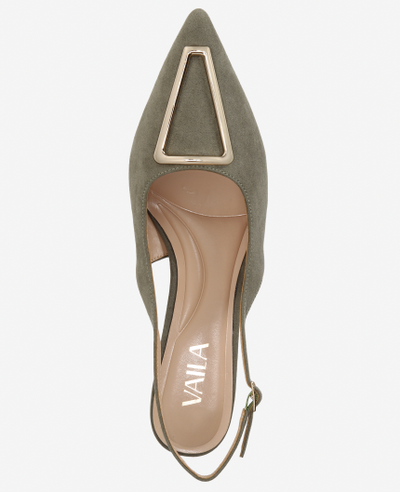 Tacón de gatito Cecilia Slingback - Ante verde esmeralda