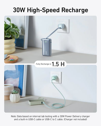 Batterie externe Anker Nano (30W, câble USB-C intégré)