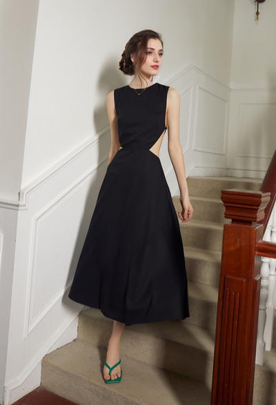 SelenaHuanStudio Backless Satin Cutout Midi Dress, product view 1.