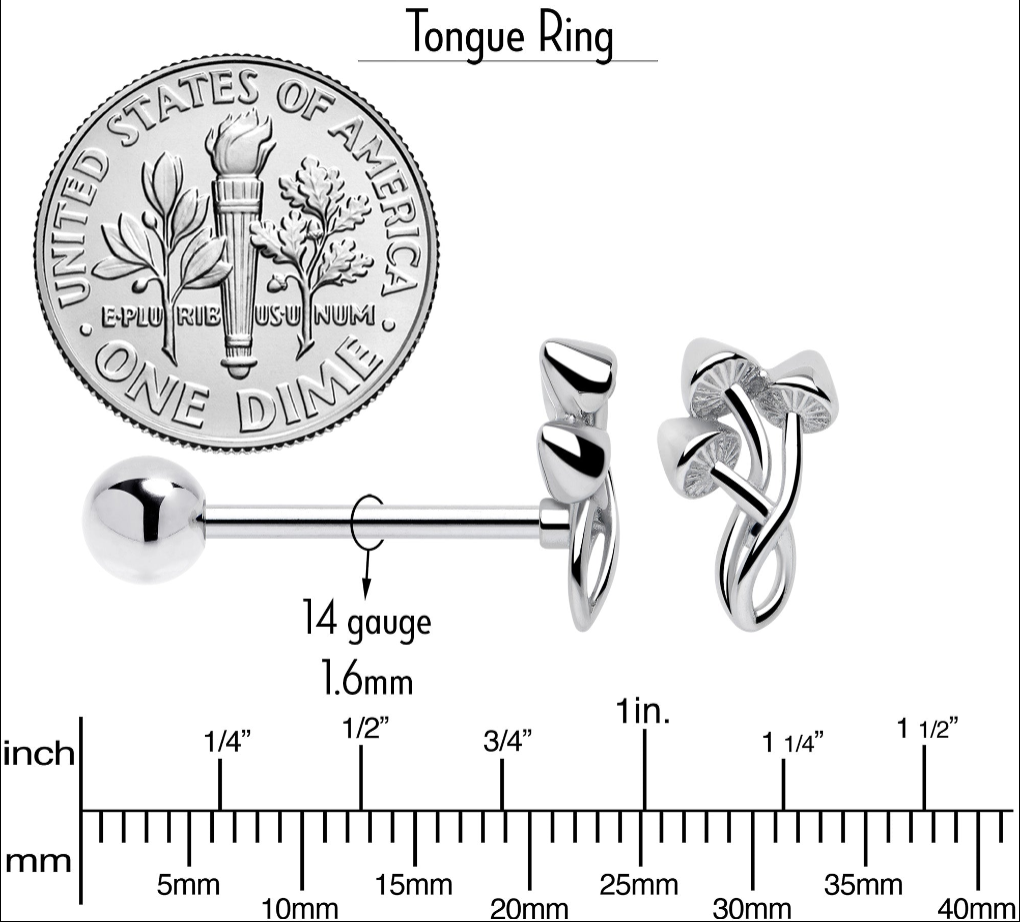 Trippy Mushroom Trio Barbell Tongue Ring