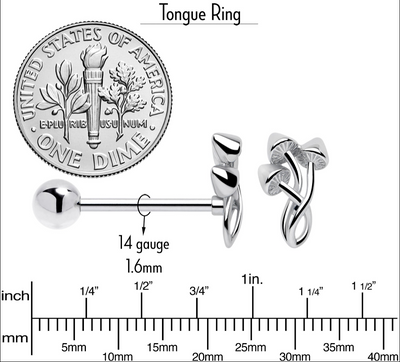 Trippy Mushroom Trio Barbell Tongue Ring