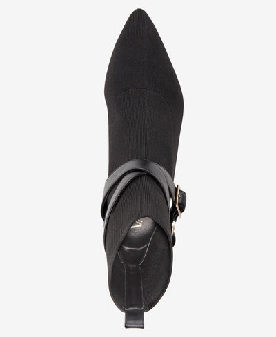 ALMA Black Knit Pointed-Toe Ankle Boots