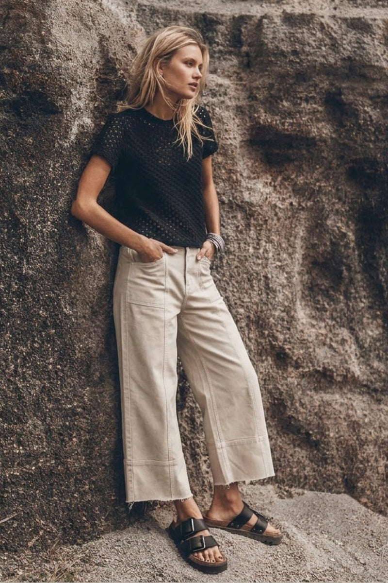 High Rise Slim Crop Palazzo Jeans