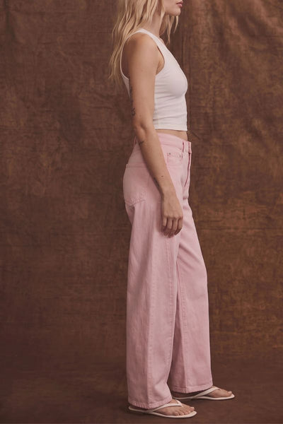 Artemis Vintage Serafina high-rise pink barrel-leg jeans with a sculptural shape and cuffed cropped hem.