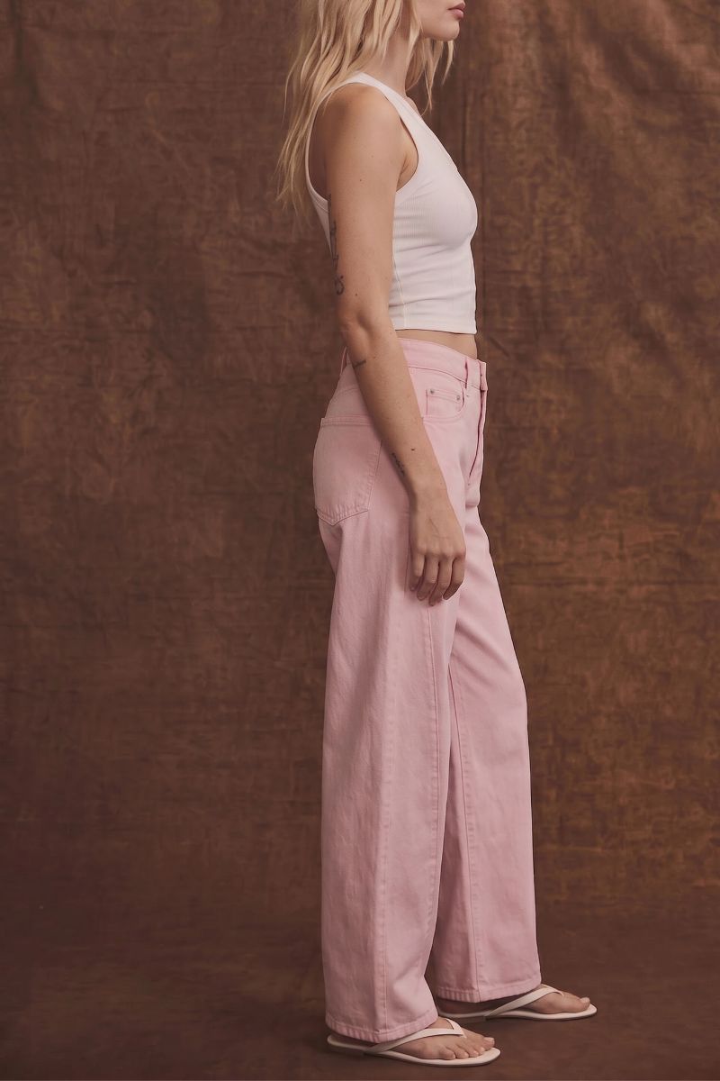 Artemis Vintage Serafina high-rise pink barrel-leg jeans with a sculptural shape and cuffed cropped hem.