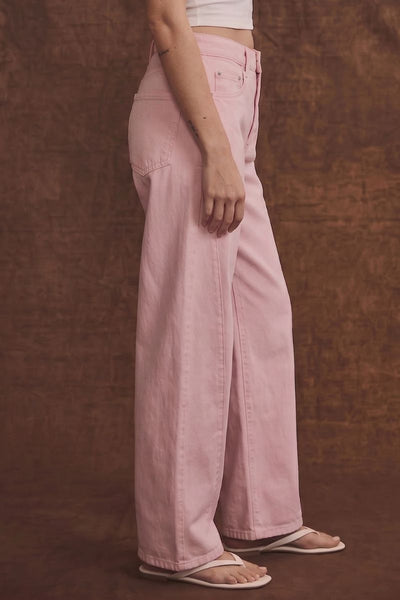 Artemis Vintage Serafina high-rise pink barrel-leg jeans with a sculptural shape and cuffed cropped hem.