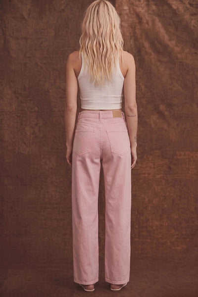 Artemis Vintage Serafina high-rise pink barrel-leg jeans with a sculptural shape and cuffed cropped hem.