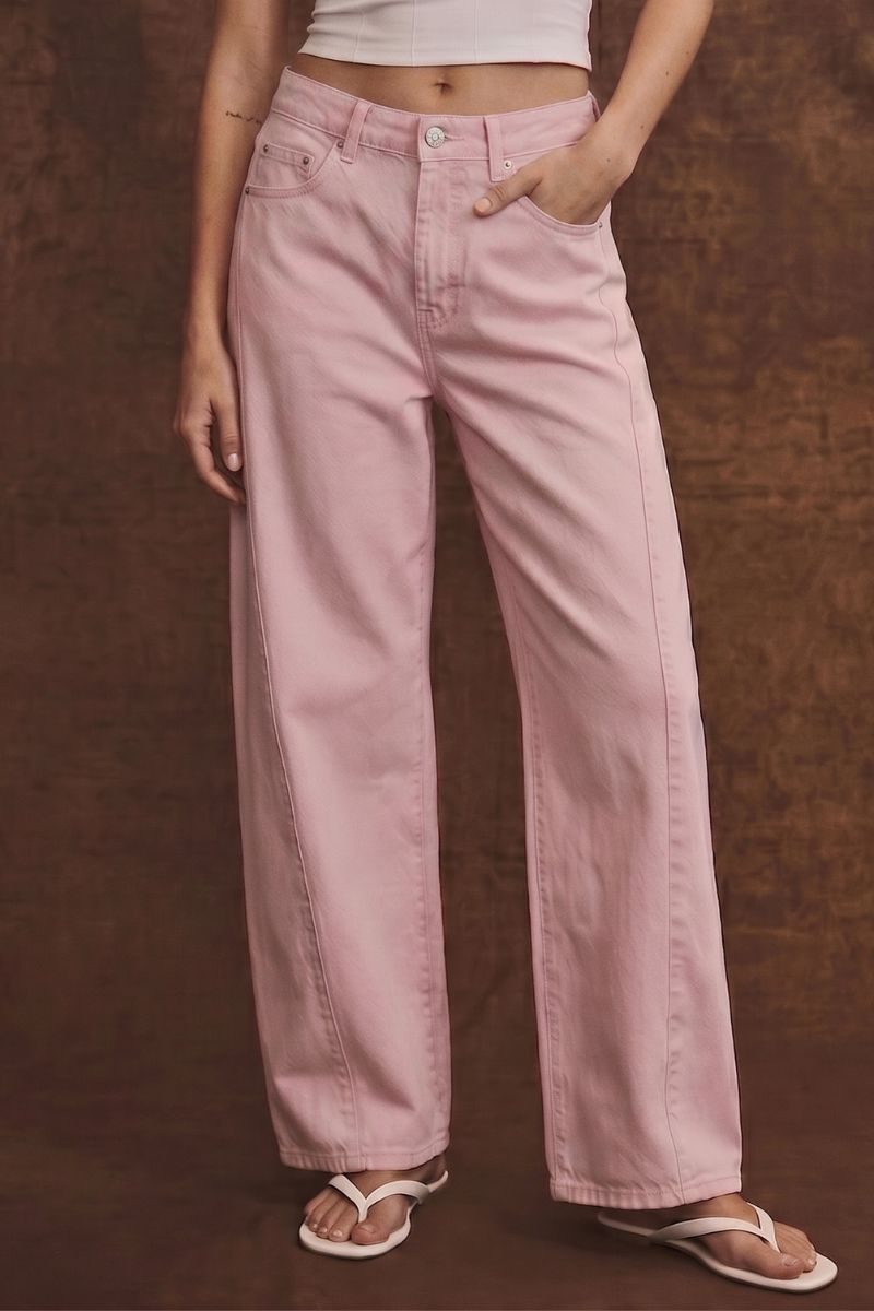 Artemis Vintage Serafina high-rise pink barrel-leg jeans with a sculptural shape and cuffed cropped hem.
