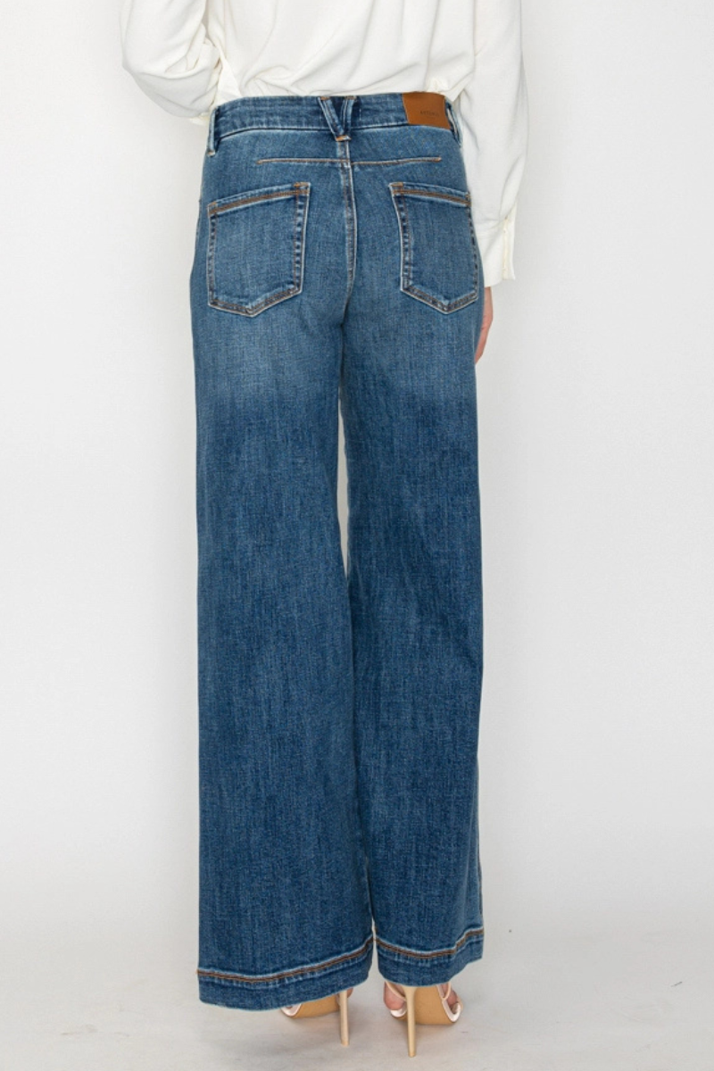 Jeans palazzo de tiro alto Genevieve Relaxed