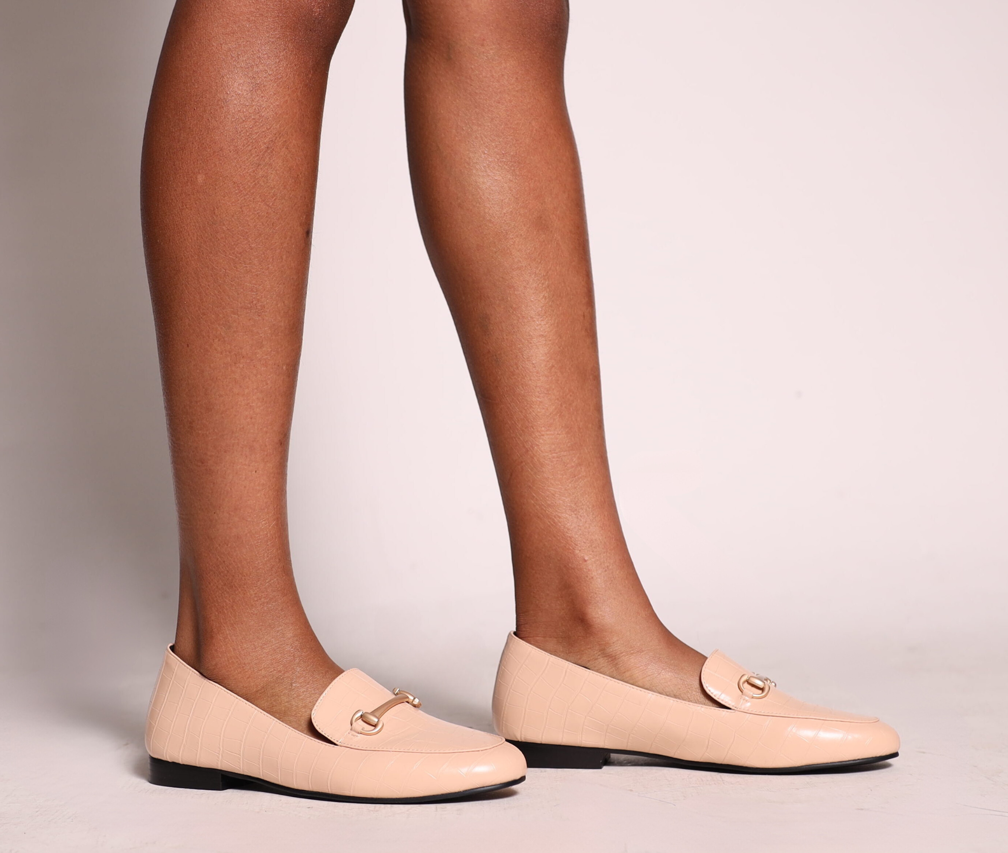 REESE Cream Crocodile-Embossed Loafers