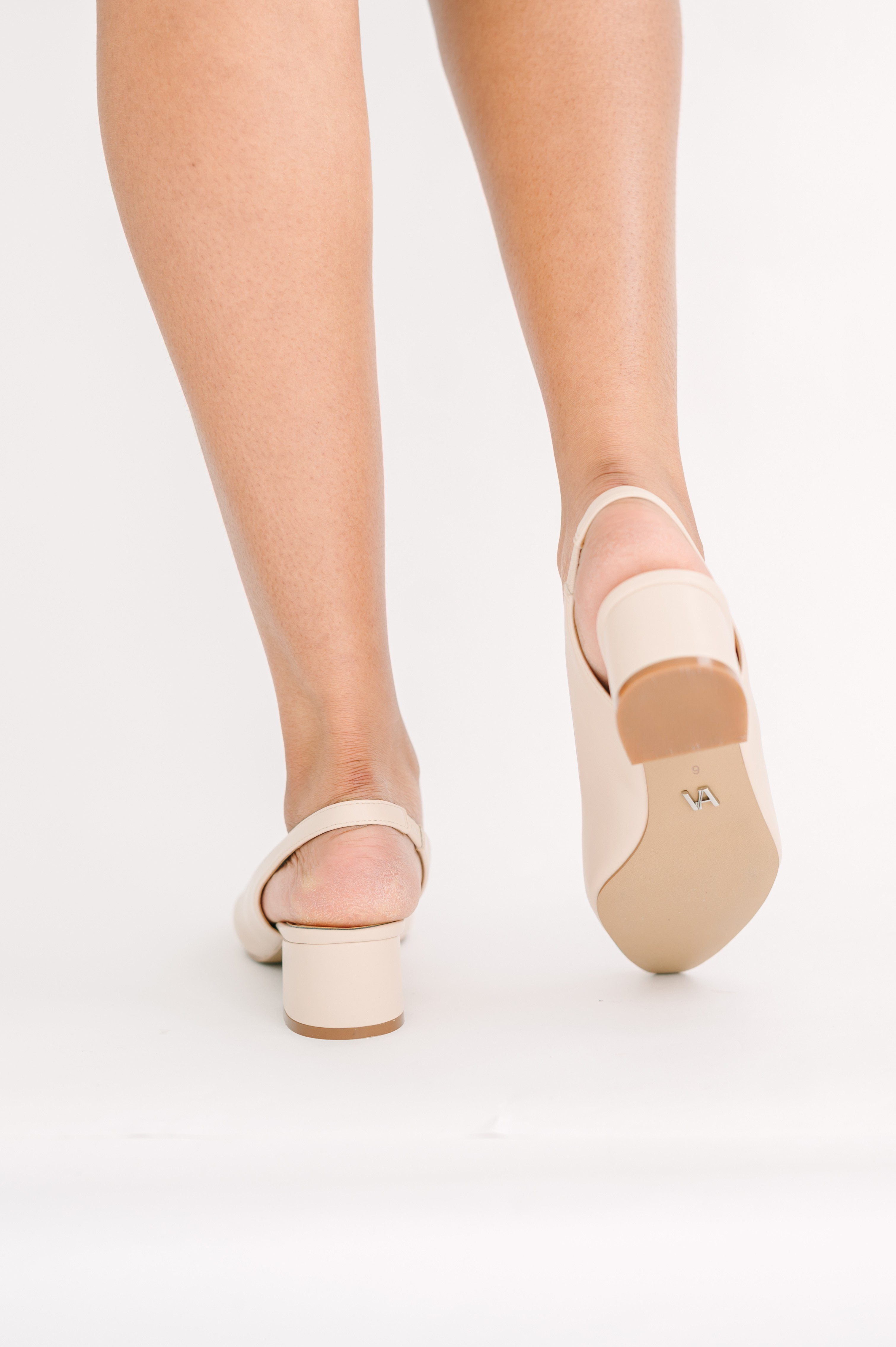 EVIE Cream Almond-Toe Slingback Pumps