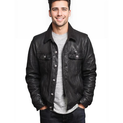 Brix Men's Leather Jacket Sheepskin Coat by Inland Leather Co – primary product view